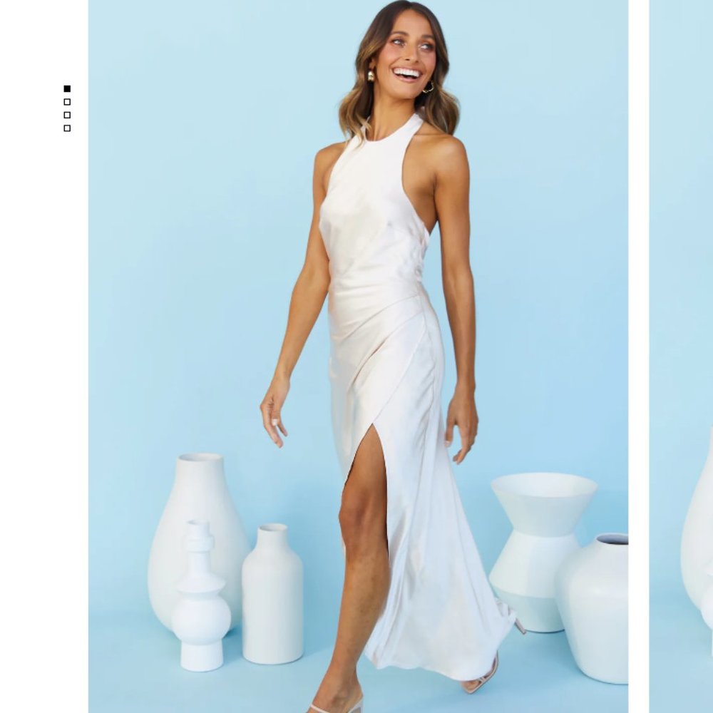 Hello Molly Light Minds Satin Midi Dress - Champagne